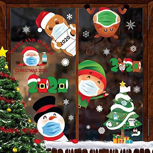 Joy Bang Christmas Window Clings Quarantine Christmas Window Clings for Glass 8 Sheets Christmas Window Clings Quarantine 2020 Window Decals Stickers for Christmas Quarantine Home Window Decorations