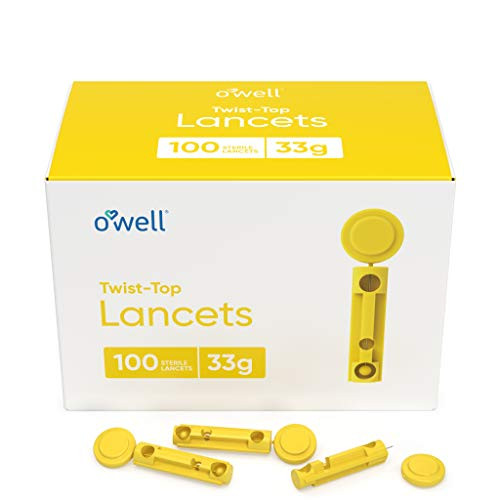OWell Twist Top Lancets 33 Gauge  for Blood Glucose   Keto Testing  Box of 100 Sterile Lancets
