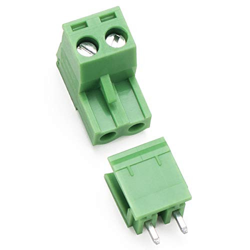OIIKI 10 Sets 2-Pin 5_08mm Pitch PCB Mount Screw Terminal Block Straight Plug-in 2-Pin 2 Pole Screw Terminal Block Connector Pluggable Male Female Phoenix Type Connector for Arduino PCB Shield