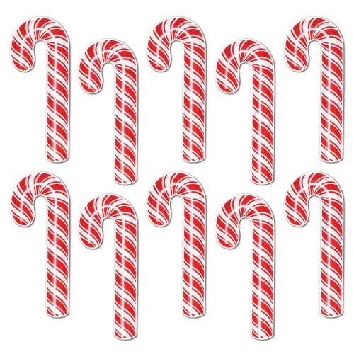 Beistle 10-Pack Mini Candy Cane Cutouts, 7-1/2-Inch (22032)