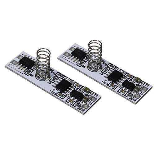 IKSACE 2pieces Capacitive Touch Sensor Switch Module DC 3_7 to 12V Coil Spring Switch LED Dimmer Control Switch Module for Smart Home Kitchen Cabinet LED Light Strip DIY