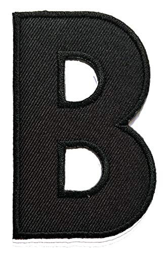 3 INCHES B Letter Black Patch Cartoon Alphabet Letters A-Z Iron Sew On Embroidered Applique for Bags Jeans T-Shirt hat Clothing Fabric Costume or Gift Letter B