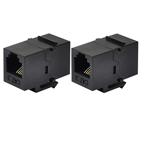 BUPLDET RJ11 Keystone Phone Jack - CAT3 Telephone Jack Female to Female Inline Coupler - Black