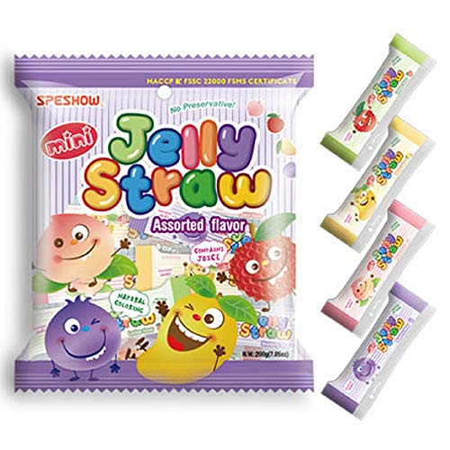 Assorted Mini Fruit Jelly Filled Strip Straws - Many Flavors 7_05 oz