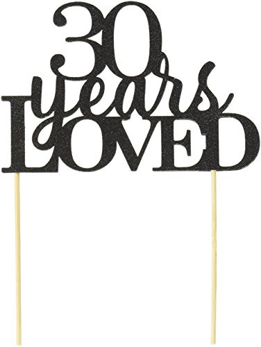 All About Details Black 30-Years-Loved Cake Topper