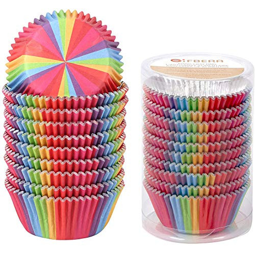 Gifbera Rainbow Bright Foil Lined Cupcake Liners Standard Muffin Wrappers Baking Cups 200-Count