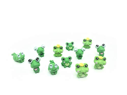 12 Pcs Resin Mini Frogs Cute Frog Miniature Figurines Animals Model Fairy Garden Miniature Moss Landscape DIY Terrarium Crafts Ornament Accessories for Home Decor