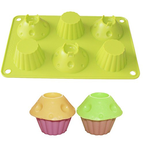 X-Haibei Great CupCake Shap Soap Cake Silicone mold Jello Pan Bakeware 6-Cavity Tray