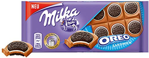 Milka Oreo Sandwich Chocolate Bar Candy Original German Chocolate 92g3_24oz Milka Oreo Sandwich Chocolate Bar Candy Original German Chocolate 92g3_24oz