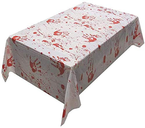 MAFENT Halloween Party Decorations Bloody Tablecloth Bloody Zombie Table Cover Bloody Footprints Handprints Halloween Party Supplies