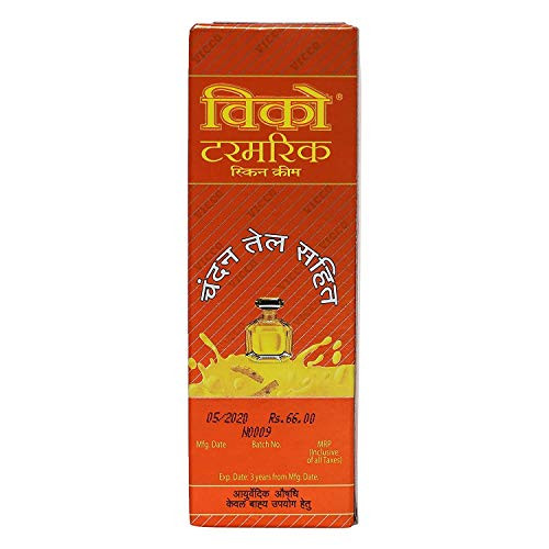Vicco Turmeric Cream - 100 Sandalwood Oil Cream and Herbal Fairness Turmeric 15 Mg_