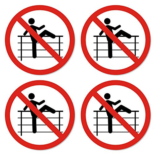 dealzEpic - Do Not PlayClimb On Fence Warning Sign - Self Adhesive Peel and Stick Waterproof Warning Vinyl Decal - 3_94 inches in Diameter  Pack of 4 Pcs