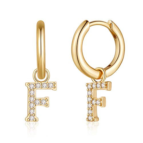 Initial Earrings for Girls Small S925 Sterling Silver Post Dangle Hoop Earrings Alphabet F Initial Earrings Hypoallergenic CZ Initial Earrings for Girls JewelryF Initial Earrings for Girls Small S925 Sterling Silver Post Dangle Hoop Earrings Alphabet F Initial Earrings Hypoallergenic CZ Initial Earrings for Girls JewelryF