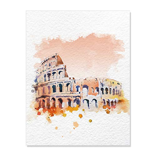 Colosseum Canvas Prints Wall Art-Watercolor Building Art Print-Unframed-11x14 inches