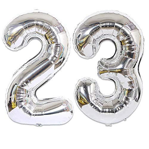 Wenplus 40 Inch Silver 23 Number Balloons Large Jumbo Foil Helium Balloons for 23th Birthday Party and 23th Anniversary Event Decoration Supplies - 40inch Silver Number23
