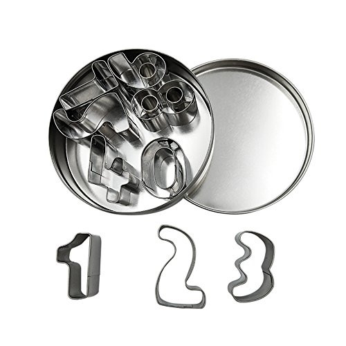 Homy Feel Number Cookie Biscuit Cutter Set 9 Small Pastry Donut Cutter Set Number Cookie Cutters Stainless Steel Baking Tools Metal Ring Molds