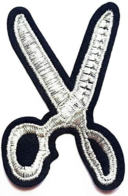 Silver Scissors for Cutting Handmade Craft Embroidery Cartoon Children Kid Patch Clothes Bag T-Shirt Jeans Biker Badge Applique Iron onSew On Patch