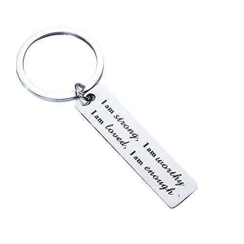 Hibetek Faith Gifts Keychain I Am Strong I Am Worthy I Am Loved I Am Enough Keychain Jewelry Gift for Valentines Day Birthday Anniversary Graduation Gift Stay Strong Gift for him or her I Am Strong