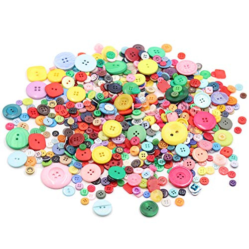 1000 PCS Assorted Mixed Color Resin Buttons Round Craft for Sewing DIY Crafts Childrens Manual Button Handmade Ornaments 2 and 4 Holes