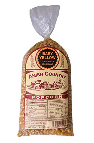 Amish Country Popcorn  1 lb Bag  Baby Yellow Popcorn Kernels  Old Fashioned with Recipe Guide Baby Yellow - 1 lb Bag