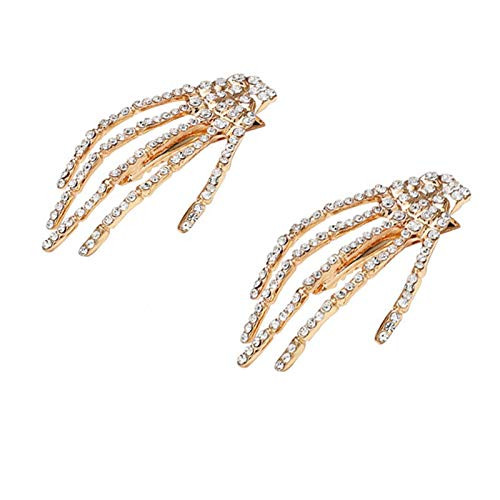 Halloween Hair Accessories for Women Girls - Halloween Costumes Skeleton Hand Hair Clip Hairpin Rhinestone Hair Claw Clips Barettes Christmas Birthday Gifts Gold