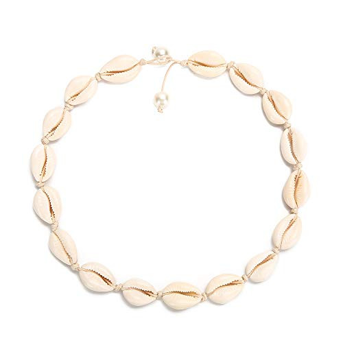 Ufond Shell Necklace Choker for Women Girls Natural Seashell Adjustable Boho Hawaiian Beach Jewelry Handmade Necklace Bracelets Anklets 17 Shells 2 Pearls-White Rope Ufond Shell Necklace Choker for Women Girls Natural Seashell Adjustable Boho Hawaiian Beach Jewelry Handmade Necklace Bracelets Anklets 17 Shells 2 Pearls-White Rope
