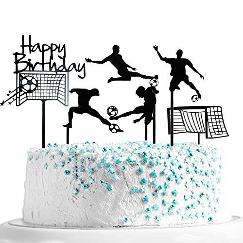 Football Theme 6 Pcs Cake Topper Acrylic Cake Topper Happy Birthday Cake Topper Cake Decoration Supplies