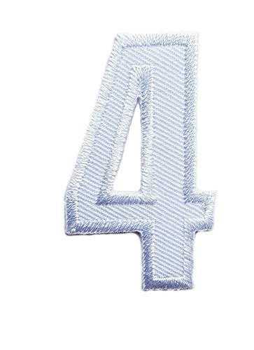 2 INCH White Number 4 Patches Appliques Fabric Decorating for Hat Cap Polo Backpack Clothing Jacket T-Shirt DIY Embroidered Iron OnSew On Patch