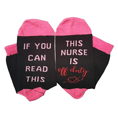 IF YOU CAN READ THIS THIS NURSE IS OFF DUTY Nurse Gift Casual Socks Nurse Socks for Women Nurse Pink IF YOU CAN READ THIS THIS NURSE IS OFF DUTY Nurse Gift Casual Socks Nurse Socks for Women Nurse Pink