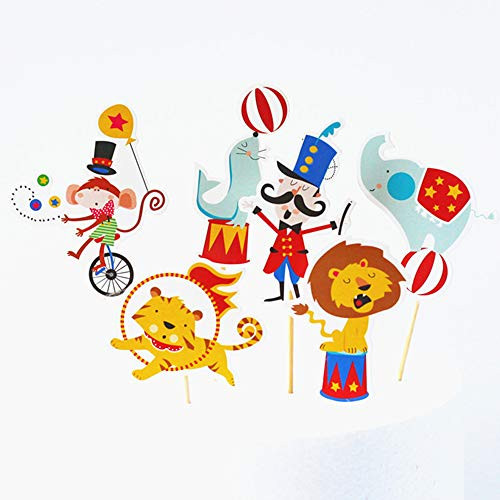 Carnival Circus Cupcake Toppers 24 PCS - Carnival Circus Decor Cake Topper Picks Circus Animal Cupcake Decorations for Kids Boys Girls Baby Friends Birthday Anniversary Themed Party Supplies