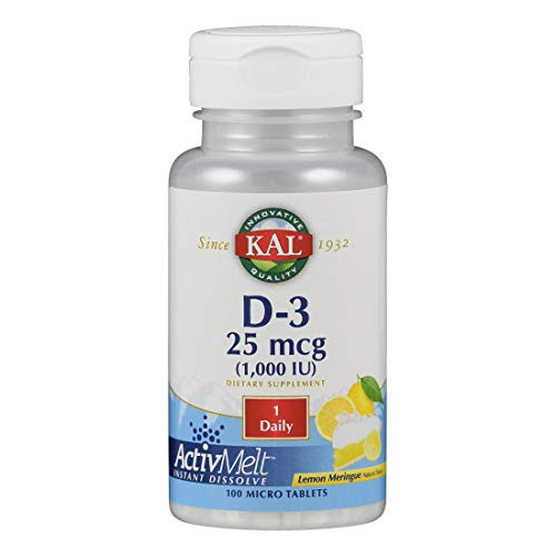 KAL Vitamin D-3 1000 IU  Natural Lemon Flavor ActivMelt Micro Tablets  Healthy Immune Function   Bone Support  100ct