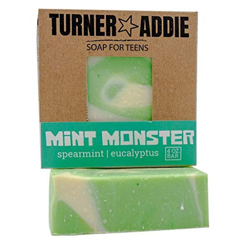 Mint Monster Bar  Natural Soap for Teens Spearmint and Eucalyptus Essential Oil Scent  Handmade in Maryland USA  Gift for Teens Tweens Kids