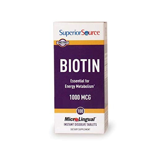Superior Source Biotin 1000 mcg Sublingual Instant Dissolve Tablets - Hair Skin and Nails Growth Vitamins - 100 Count