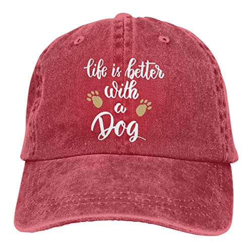 Denim Cap Life is Better with A Dog Baseball Dad Cap Adjustable Classic Sports for Men Women Hat