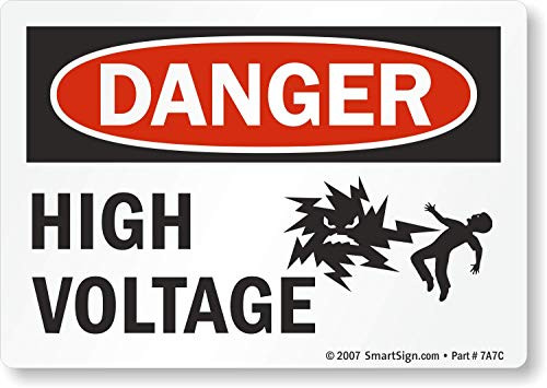 SmartSign - U1-1036-ND-5x3_5 Adhesive Vinyl Label Legend Danger High Voltage with Graphic 3_5 high x 5 wide BlackRed on White SmartSign - U1-1036-ND-5x3_5 Adhesive Vinyl Label Legend Danger High Voltage with Graphic 3_5 high x 5 wide BlackRed on White