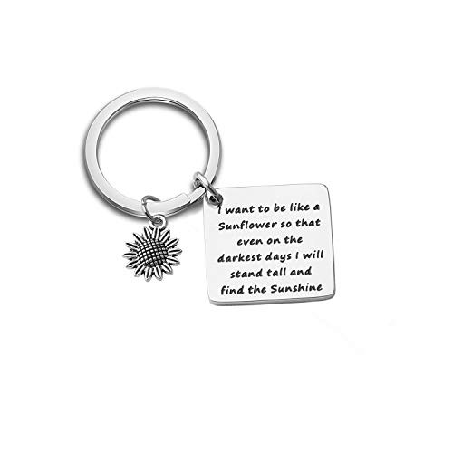 KUIYAI Sunflower Charm Bracelet I Want to be Like a Sunflower Floral Bangle Sunflower Keychain KUIYAI Sunflower Charm Bracelet I Want to be Like a Sunflower Floral Bangle Sunflower Keychain