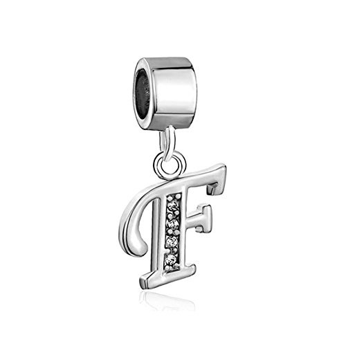 Third Time Charm Dangle F Letter Initial Charm Clear Alphabet Beads for Charm Bracelets