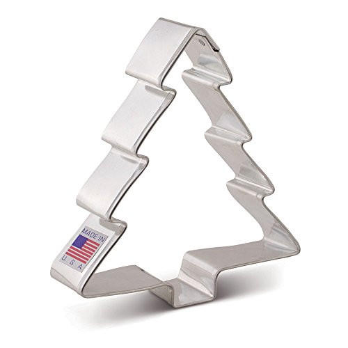 Christmas Tree Cookie and Fondant Cutter - Ann Clark - 4 Inches - US Tin Plated Steel Christmas Tree Cookie and Fondant Cutter - Ann Clark - 4 Inches - US Tin Plated Steel