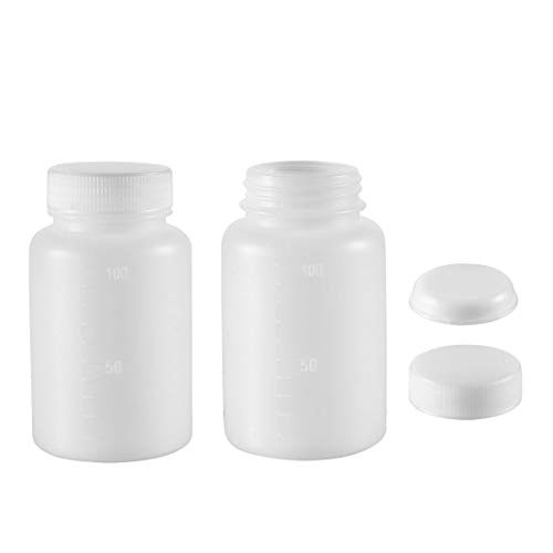 uxcell Plastic Lab Chemical Reagent Bottle 100ml3_4oz Wide Mouth Sample Sealing Liquid Storage Container 2pcs