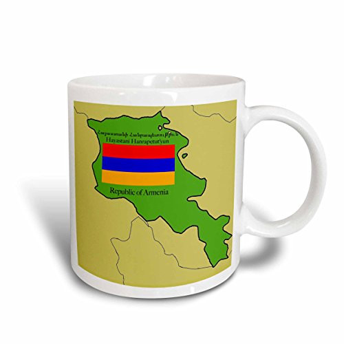 3dRose Map and Flag of Armenia with Republic of Armenia Printed in English and Armenian Mug 11-Oz
