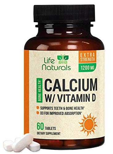 Calcium Supplement 600mg per Tablet - High Potency Calcium Carbonate Plus Vitamin D - Made in USA - Highly Absorbable Bone Support Vitamins Non-GMO for Men and Women - 60 Tablets