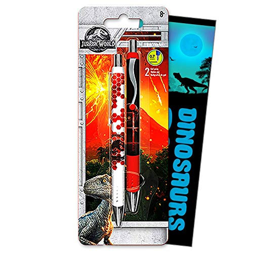 Jurassic World Gel Pen Set Bundle Includes 2 Jurassic Park Gel Pens with Fun Separately Licensed GWW Bookmark