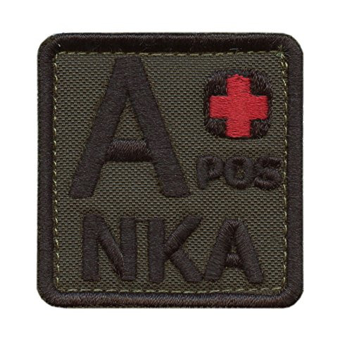 LEGEEON Olive Drab A POS A NKA Blood Type OD Green Embroidered Fastener Patch LEGEEON Olive Drab A POS A NKA Blood Type OD Green Embroidered Fastener Patch