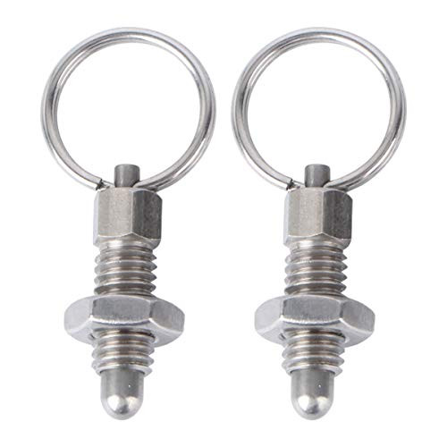 ULTECHNOVO 2pcs Steel Non Lock-Out Stubby Hand Retractable Spring Plunger with Pull Ring LHFSS-6-1-4 Stainless Steel Round Head