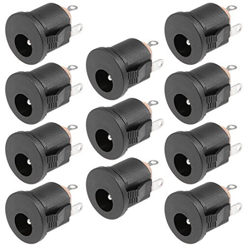 uxcell 10Pcs PCB Mount 5_5mm x 2_1mm 3 Pin Audio Video DC Power Connector Socket Black DC022A