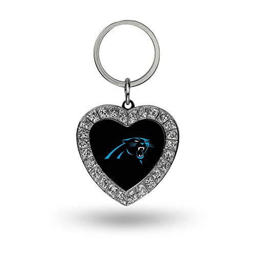 NFL Rico Industries Metal Rhinestone Heart Keychain Carolina Panthers NFL Rico Industries Metal Rhinestone Heart Keychain Carolina Panthers