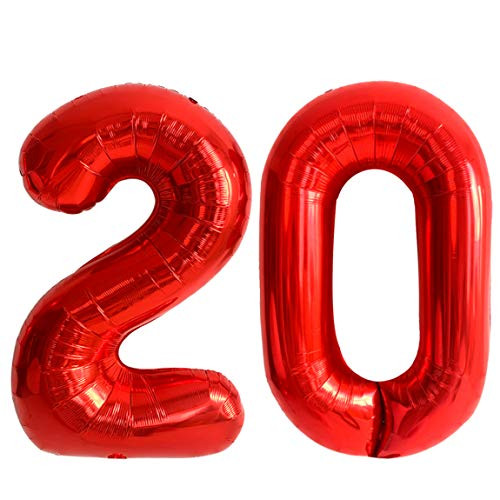 Red Number 20 Birthday Party Balloons Decorations Helium Foil Mylar Big Number 20th Balloon Red Number 20 Birthday Party Balloons Decorations Helium Foil Mylar Big Number 20th Balloon