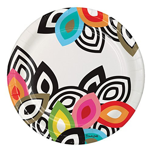 Creative Converting 322090 French Bull Foli- 10" Round Dinner Plates (10 Count), Multicolor