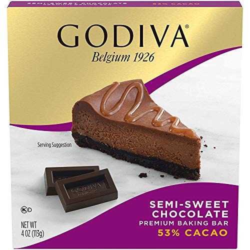 GODIVA Semi Sweet Chocolate Premium Baking Bar 4 oz Box