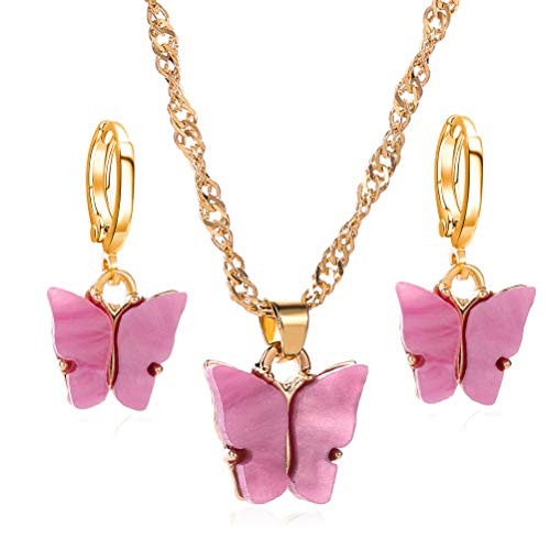 Charm Butterfly Necklace Earrings Set 